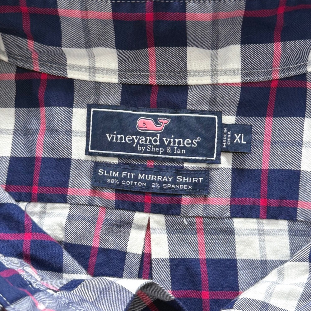 Vineyard Vines Navy/White/Pink Slim Fit Murray Shirt Mens XL Preppy Coastal Fall - Picture 3 of 10